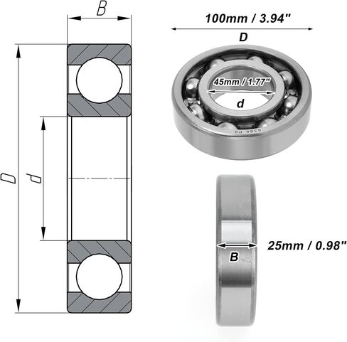 ACROPIX 6309 Deep Groove Ball Bearings P0 45x100x25mm Lubricated Bearings Open Type Silver Tone Scooter Skateboard Wheel in Saudi Arabia