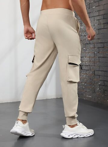 EDITCOZY Men's Cargo Pants Hiking Pants Slim Fit Stretch Lightweight Casual Gym Workout Sweatpants with Pockets in Kuwait