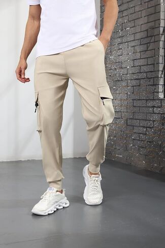 EDITCOZY Men's Cargo Pants Hiking Pants Slim Fit Stretch Lightweight Casual Gym Workout Sweatpants with Pockets in Kuwait