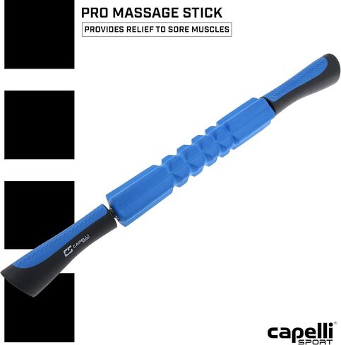 عصا تدليك العضلات الرياضية من كابيلي، عصا تدليك دوارة من إسفنج الجسم محمولة باليد، أزرق، 21 بوصة، أسود وأزرق in Kuwait