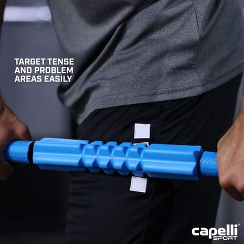 عصا تدليك العضلات الرياضية من كابيلي، عصا تدليك دوارة من إسفنج الجسم محمولة باليد، أزرق، 21 بوصة، أسود وأزرق in Kuwait