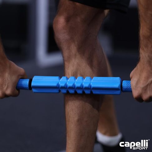 عصا تدليك العضلات الرياضية من كابيلي، عصا تدليك دوارة من إسفنج الجسم محمولة باليد، أزرق، 21 بوصة، أسود وأزرق in Kuwait