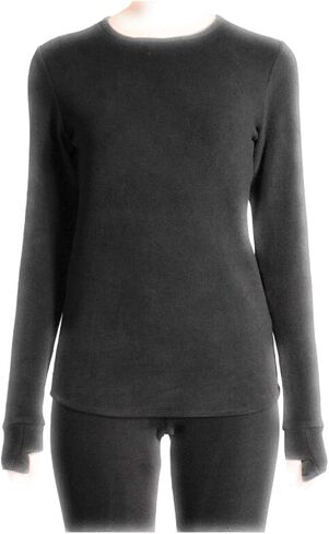 Cuddl Duds Climateright Women's Freece Long Sleeve Base Top - Crew Neck - XS Black in Kuwait