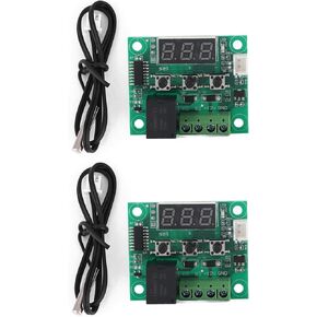 2Pcs DC 12V Temperature Sensor, -50~110°C LED W1209 Digital Thermostat Controller with Waterproof Sensor Probe