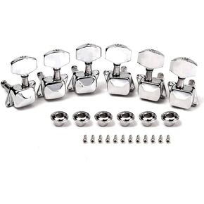 Alnicov Semiclosed Guitar String Tuners Tuning Pegs keys Machine Heads，3L3R，Classic Guitar Button，For Electric Guitar