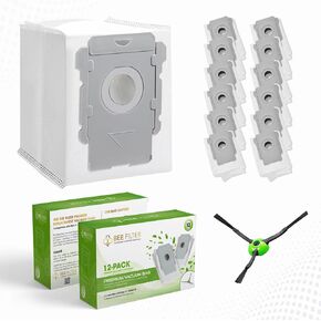 Premium Roomba Vacuum Bags for iRobot i7+, i1+, i3+, i4+, i5+, i8+, j6+, j7+, j8+, j9+, s9+, Combo j5+, i5+, j7+, j9+, 10 Max and i & s & j Series Dirt Disposal Bags (12 Vacuum Bags)