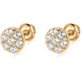 Olivia's Collection 14k White or Yellow Solid Gold Multi Shape Screw Back Stud Earrings for Woman, Man and Teens