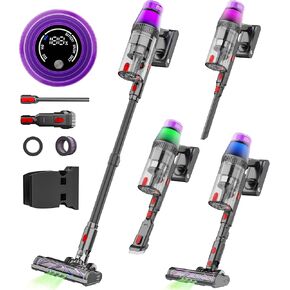 Cordless Vacuum Cleaner 500W/45Kpa, 3 Ambient Colors Power Modes with 60 Mins Max Runtime Vacuum, Powerful Suction Rechargeable Handheld Stick Vacuum for Home, Hard Floor, Carpet, Pet Hair, Shutters