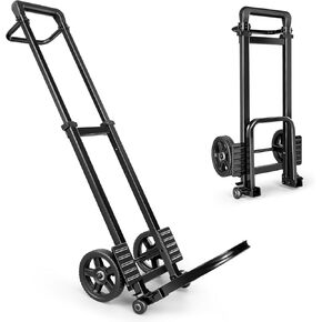 KEDSUM Labor-Saving Folding Hand Truck with Training Wheels, 360 LBS Heavy Duty Dolly Cart with 4 Wheels & Pedal Rod, Thickened Iron Pipe Foldable Dolly for Moving, Furniture, Warehouse Use