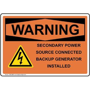 ComplianceSigns.com Warning Danger Secondary Power Source OSHA Label Decal, 5x3.5 inch 4-Pack Vinyl for Industrial Notices Electrical