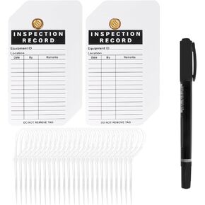 Inspection Record Tags for Equipment, Daily Inspection Safety Record Label Tags with Cable Ties for Equipment, Maintenance, Service, Office, 5.75"x 3", Pack of 25