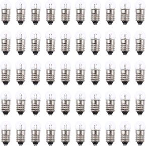DECHOUS 50Pcs E10 Miniature Screw Base Light Bulbs 3.8V, 0.3A E10 Miniature Screw Light Bulbs Replacement Miniature Lamp Screw Base Light Bulbs for Physical Electrical Experiment