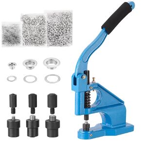 MAOPINER Hand Press Heavy Duty Eyelet Grommet Machine Kit with 3 Interchangeable Dies (1/4", 3/8", 1/2") and 1500 Grommets for Craft, Banner, Clothing, Curtain