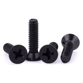 #8-32 x 1/2" Flat Head Machine Screws Black, Phillips Drive, 304 Stainless Steel 18-8, Black Coated Finish, Corrosion Resistant Countersunk Head Machine Screws, Full Thread, Coarse Thread, 100 PCS