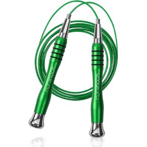 High Speed Jump Rope Weighted Jump Rope with Self Locking Design 360 Degree Fast Rotation Non Slip Silicone Grip Includes 2 Speed Cables for Optimal Fitness Training and Cross Training Jump Rope