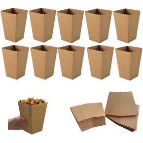 50 Pcs Kraft Paper Popcorn Bags 22 oz,Popcorn Cups Disposable,French Fry Cups,Individual Popcorn Snack Bags,Easter Popcorn Boxes for Movie Theaters, Amusement Parks,Themed Parties (50, Light Brown)