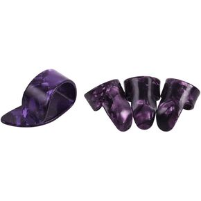 4 Pcs Guitar Thumb Finger Picks Plastic Plectrum Adjustable Finger Picks for Fingerstyle Acoustic Guitar, Banjo, Ukulele, Purple