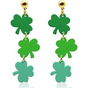 St Patricks Day Earrings for Women Leaf Dangle Earrings Green Earrings Shamrock Earrings