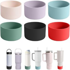 6Pcs Silicone Cup Boots for Water Bottle Fits Stanley/Hydro Flask/Simple Modern/Yeti/Owala, 2.8-3.1in Width Bottom Protector Cover Sleeve (6 Colors)