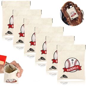 Baseball Snack Bags Baseball Treat Bags Mini Storage Bags Canvas Baseball Favor Bags Squeeze Top Seed Bags Portable Baseball Team Gift Bags Baseball Equipment Bag for Kid Birthday Baseball Game (1)