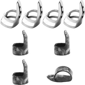8Pcs Steel Finger Picks Set Stainless Steel Finger Picks and Thumb Picks Metal Finger Picks Adjustable Bass Finger Picks for Guitar, Banjos and Other