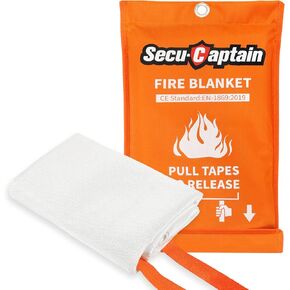 SecuCaptain Emergency Fire Blanket for Home Kitchen - 2 Pack 40"x40" Flame Suppression Fiberglass Fire Blankets for House Camping Car Office Warehouse Survival Safety