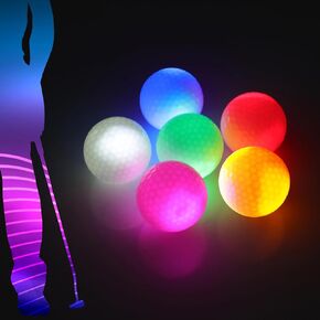 VTRETU Glow in The Dark Golf Balls Night Glowing Long Distance LED Golf Ball Colored,Golf Gift Sets for Men Women and Kids-6 Packs (6 Colors)