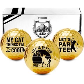 Cat Gifts for Women Men Golf Balls Unique, Personalized Colored Golf Balls 3 Pack, Cool Accessories for Golfers, Golf Lovers, for Birthday and Christmas
