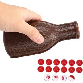 Billiard Shaker Bottle, Shaker Bottle, Rubber Durable 16 Tally Balls for Match Numbered Tally Balls Game Billiard Accessories Brown