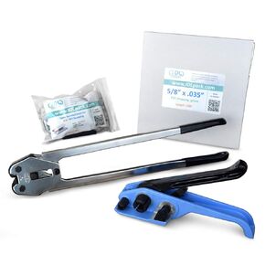 IDL Packaging - BM.PSK.58.200 5/8" x 200' Polyester (PET) Strapping Kit, 1400 lbs. Break Strength - Include Consumables for up to 100 Strapping Cycles