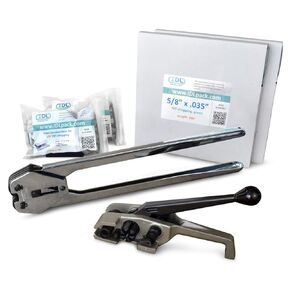 IDL Packaging 5/8" x 400' PRO Polyester (PET) Strapping Kit, 1400 lbs. Break Strength - Include Consumables for up to 200 Strapping Cycles