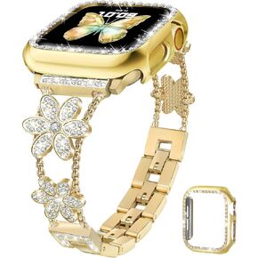 Gold Watch Bands Compatible with Apple Watch Series 9/8/7/6/5/4/3/2/1/SE/Ultra,Apple Watch Band for Women Men,Women Cowboy Chain Easy Adjustable Metal Bands for Apple Watch 38mm 40mm 41mm