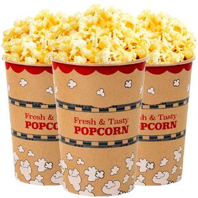 CUSINIUM 46 oz 25-pack Kraft Popcorn Buckets - Large Popcorn Tubs