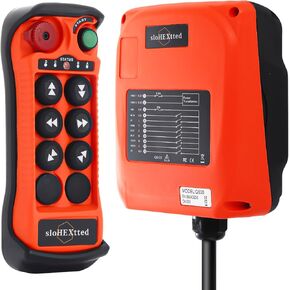 Wireless Crane Remote Control Radio Industrial Overhead Bridge Electric Chain Hoist Controller Transmitter and Receiver 6 Channel Button 12V 24V w/Emergency Stop Q600