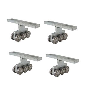T Type Trolley, 4Pcs 6 Wheel Welded Roller Trolley Strut Channel Trolley Rolling Bearing Hoist Trolley Assembly Hardware for Doors Curtains Automatic Equipment