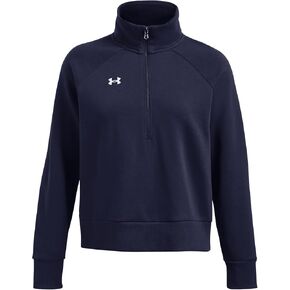 Under Armour Womens Rival Fleece Half Zip, (410) Midnight Navy / / White, X-Large