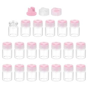 PATIKIL 3ml Clear Glass Sample Vials, 20Pcs Small Liquid Bottles with Locking Cap and Self-Healing Injection Port for Essential Oil Sample Aromatherapy Fragrance Vials Travel, Pink