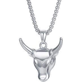 Hip Hop Jewelry Stainless Steel Animal Bull Head Pendant Necklace