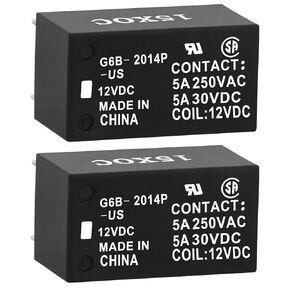 PCB Power Relay, G6B-2014P-US, Coil Voltage DC 12V, Contact 5A 250VAC, DPST 2-Pole Normally Closed 6Pins, General Purpose Relay (2)