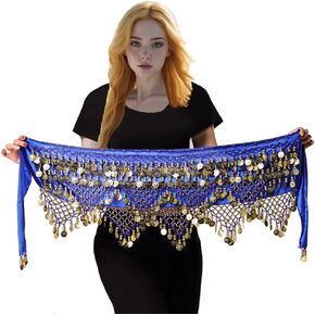 Women's Belly Dance Hip Scarves Performing Glittering Sequined Coins Velvet 320 Coins Belly Dance Belt