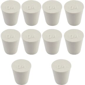 White Tapered Shaped Solid Rubber Stopper, Size 000#" 0.5x0.3x0.7inch / 13x8x17mm, 20 per package