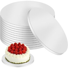 12 Pack 1/2" Thick Cake Drums Round 10 Inch Cake Base Boards Cake Decorating Supplies White Cake Rounds Sturdy Cake Corrugated Cardboard for Multi-Layer Heavy Tiered Cakes