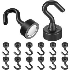 12Pcs Magnetic Hooks, Mini Magnetic Hooks Cruise for Hanging, Black Small Magnet Cute Hook for Refrigerator, Tiny Cruise Hooks for Classroom, Office, Kitchen, Cruise Cabin