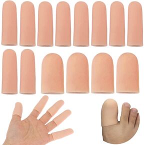 14 Pcs Silicone Finger Protectors, Gel Finger Cots Finger Guard for Trigger Finger, Finger Arthritis, Finger Cracking, Blisters, Eczema and Other Finger Pain Relief