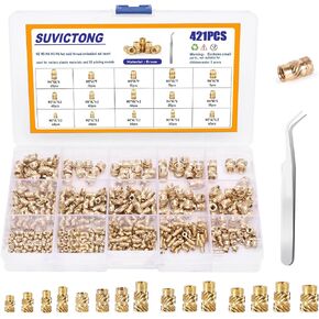 421Pcs Threaded Inserts M2 M3 M4 M5 M6, Brass Insert Nuts for Plastic, Female Thread Heat Set Insert Assortment Kit for 3D Printing, Metric Knurled Nuts with Tweezers