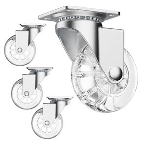 2 Inch Clear Furniture Casters Without Brakes, 360 Degree Swivel Transparent Casters, Lightweight and Durable, Maximum Load Capacity 265lbs