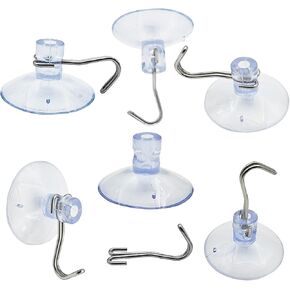 Suction Cups Hooks Clear PVC Plastic Suction Holder Suction Pads Removable Reusable for Kitchen Bathroom Wall Window Glass Door Tiles Organization Christmas Decoration Aquarium fish tank (6 PCS)