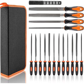 17 PCS Metal File Set, Upgraded Hemicycle, Angle, Round, Flat, and Needle Files for Plastic and Wood Projects
