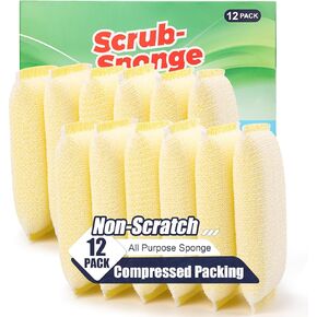 All-Purpose Non Scratch Sponges，Sponges Kitchen for Washing and Cleaning Dishes, Non-Stick Cookware,Premium Scrub and Scrubbers，Cleaning of Kitchen, Bathroom,and Household,12Pad