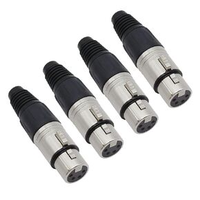 4-Pin XLR Cable Connector XLR 4 Pin Female Plug Connector Mic Cable Plug Connector Audio Adapter for Microphone, 4 Pack